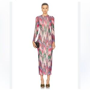 NWT PatBO Wave Printed Tulle Maxi Dress‎